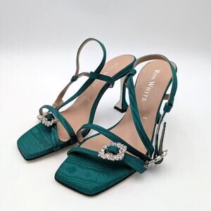Ron White Nicolette Crystal Buckle Sandals Women's Green Size US6.5 EU37